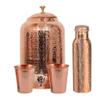 Hand Crunch Pure copper drinkware water dispenser - 8L- hammered finish- Pot ayurveda health healing 8 Liter storage capacity water container tank with 2 matching tumbler glasses & 1 copper Bottle view 1