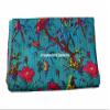 Sophia-Art Twin/King Bed Bohemian Bird Queen Bedspread Handcrafted Handmade Quilt Kantha Bird Print Cover Unique Blanket Bedding Quilt (Turquoise, California King 108"x108" with Sham Cover) view 2
