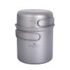 Boundless Voyage Titanium Pan Pot Set with Folding Handle Ultralight for Outdoor Camping Picnic Cooking Tableware Dishes 400ml(pan)+1100ml(Pot) A-Ti2050C view 1