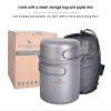 Boundless Voyage Titanium Pan Pot Set with Folding Handle Ultralight for Outdoor Camping Picnic Cooking Tableware Dishes 400ml(pan)+1100ml(Pot) A-Ti2050C view 2