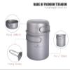Boundless Voyage Titanium Pan Pot Set with Folding Handle Ultralight for Outdoor Camping Picnic Cooking Tableware Dishes 400ml(pan)+1100ml(Pot) A-Ti2050C view 3