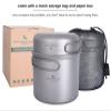 Boundless Voyage Titanium Pan Pot Set with Folding Handle Ultralight for Outdoor Camping Picnic Cooking Tableware Dishes 500ml(pan)+1500ml(Pot) A-Ti2051C view 3