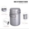 Boundless Voyage Titanium Pan Pot Set with Folding Handle Ultralight for Outdoor Camping Picnic Cooking Tableware Dishes 500ml(pan)+1500ml(Pot) A-Ti2051C view 4