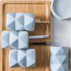 XIXIDIAN 6 Piece Bathroom Accessories Set Geometric Design Ceramics Tumbler Dispenser Soap Dish Cups Toothbrush Holder and Bamboo Tray Liquid Dispenser (Color : Blue) view 4