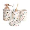 XIXIDIAN 4 Piece Ceramic Bathroom Accessories Set Marble Rainbow Texture Complete Bath Decor Kit Includes Lotion Dispenser Tumbler view 1