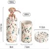 XIXIDIAN 4 Piece Ceramic Bathroom Accessories Set Marble Rainbow Texture Complete Bath Decor Kit Includes Lotion Dispenser Tumbler view 2