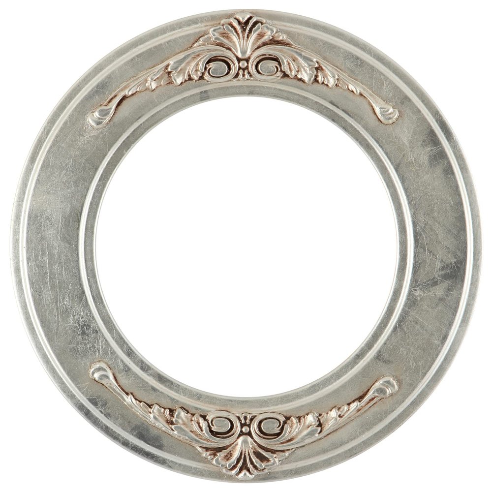 ArtToFrames 14 x 14 Inch 831 Circle Frame Silver Leaf with Brown Antique Picture Frame Comes with Circle Flat Glass, Circle Frame Back and Wall Hanging Hardware (831C1414SN)