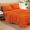 Apsley Linen Solid Color Combed Cotton 4-PCs Sheet Set Fits Mattress 15-18'' Deep Pocket Luxurious Bedding Set Sateen Weave Silky Soft Breathable (California King, Orange) view 1