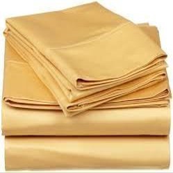Apsley Linen Solid Color Combed Cotton 4-PCs Sheet Set Fits Mattress 15-18'' Deep Pocket Luxurious Bedding Set Sateen Weave Silky Soft Breathable (California King, Gold)