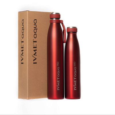 IVMET Aqua Stainless Steel Double Wall Vacuum Insulated Drinking Bottle Flask Hydro Metal reusable Canteen for Sport Fitness Outdoor (Ruby Red, 25.3 Oz/750 ml)