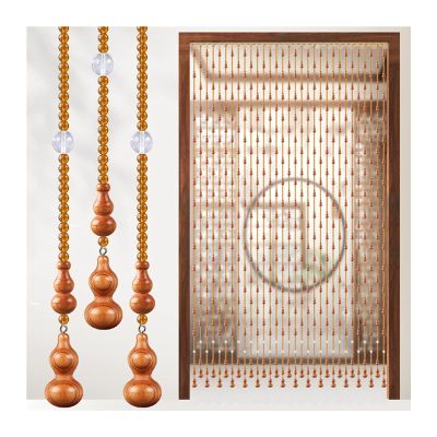 Beaded Curtain Natural Wooden Beads Door String, Peach Wood Gourd Door Curtain, Room Divider Home Hotel Decoration, Handmade Beaded Curtains, Customizable (Color : A, Size : 29 strands-100x155cm)
