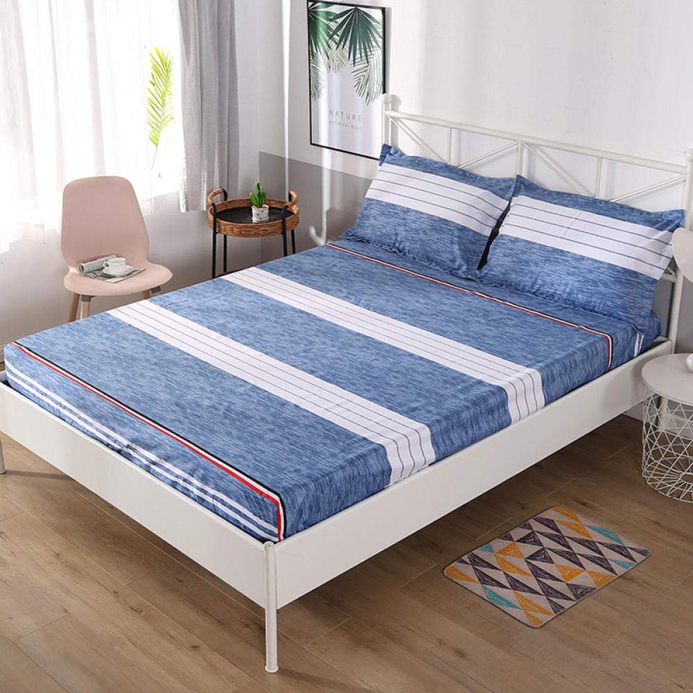 CFYCYHDZHT Bedding Best for Hotel Home Kids Bedroom Flower Animal Waterproof Mattress Protector, Hotel Homestay Brushed Solid Color Bed Sheets Blue and White 180200cm
