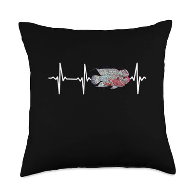 Flowerhorn Cichlids Heartbeat Fishkeeping Aquarium Lovers Throw Pillow