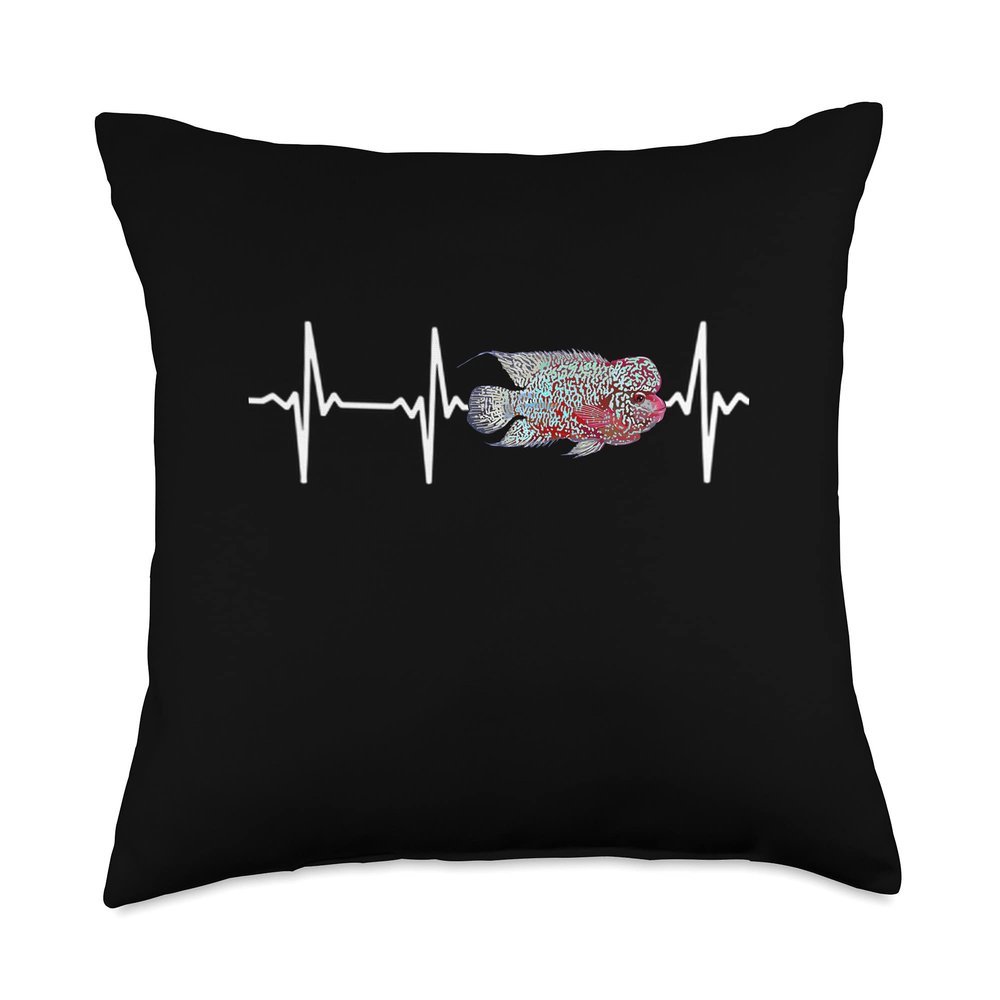 Flowerhorn Cichlids Heartbeat Fishkeeping Aquarium Lovers Throw Pillow