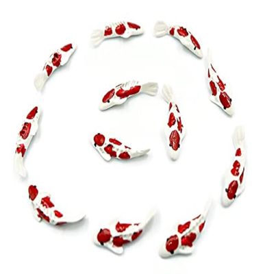 1shopforyou 12 pcs Mini Koi Fish Figurines Red & White Colors Decorative Garden Accents
