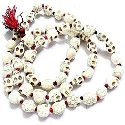 radhna Traditional Indian 2 Piece Goddess Kali Mund Mala Necklace Skeleton Necklace Maha Kali Skull Mala 108 + 1 Beads