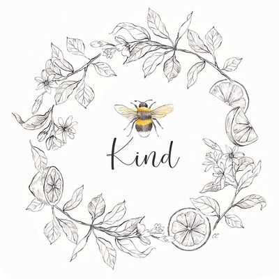 ArtExpert Bee Sentiment Wreath Ii-Kind by Cynthia Coulter - 16x16 Art Print Poster