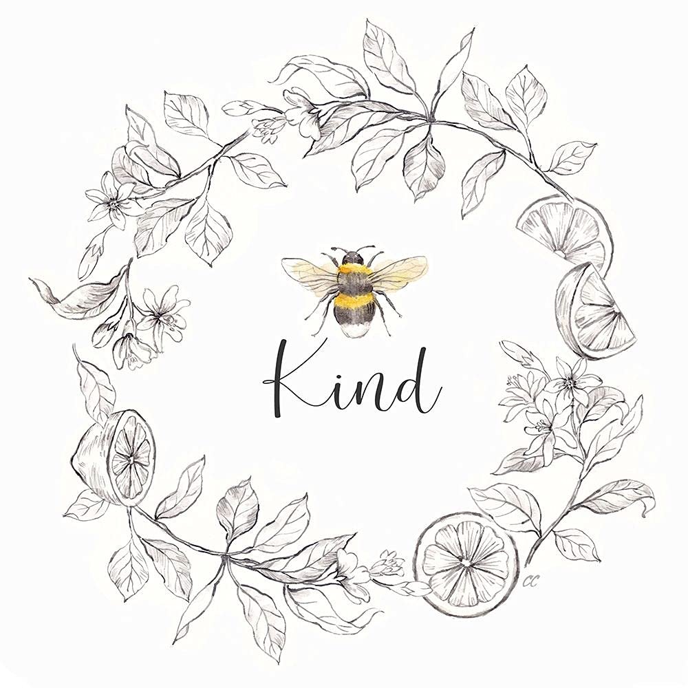 ArtExpert Bee Sentiment Wreath Ii-Kind by Cynthia Coulter - 16x16 Art Print Poster