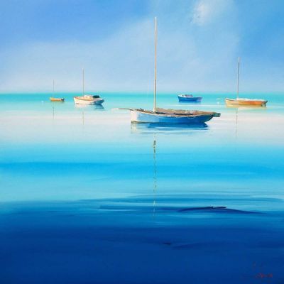 ArtExpert Blue Couta by Craig Trewin Penny - 16x16 Art Print Poster