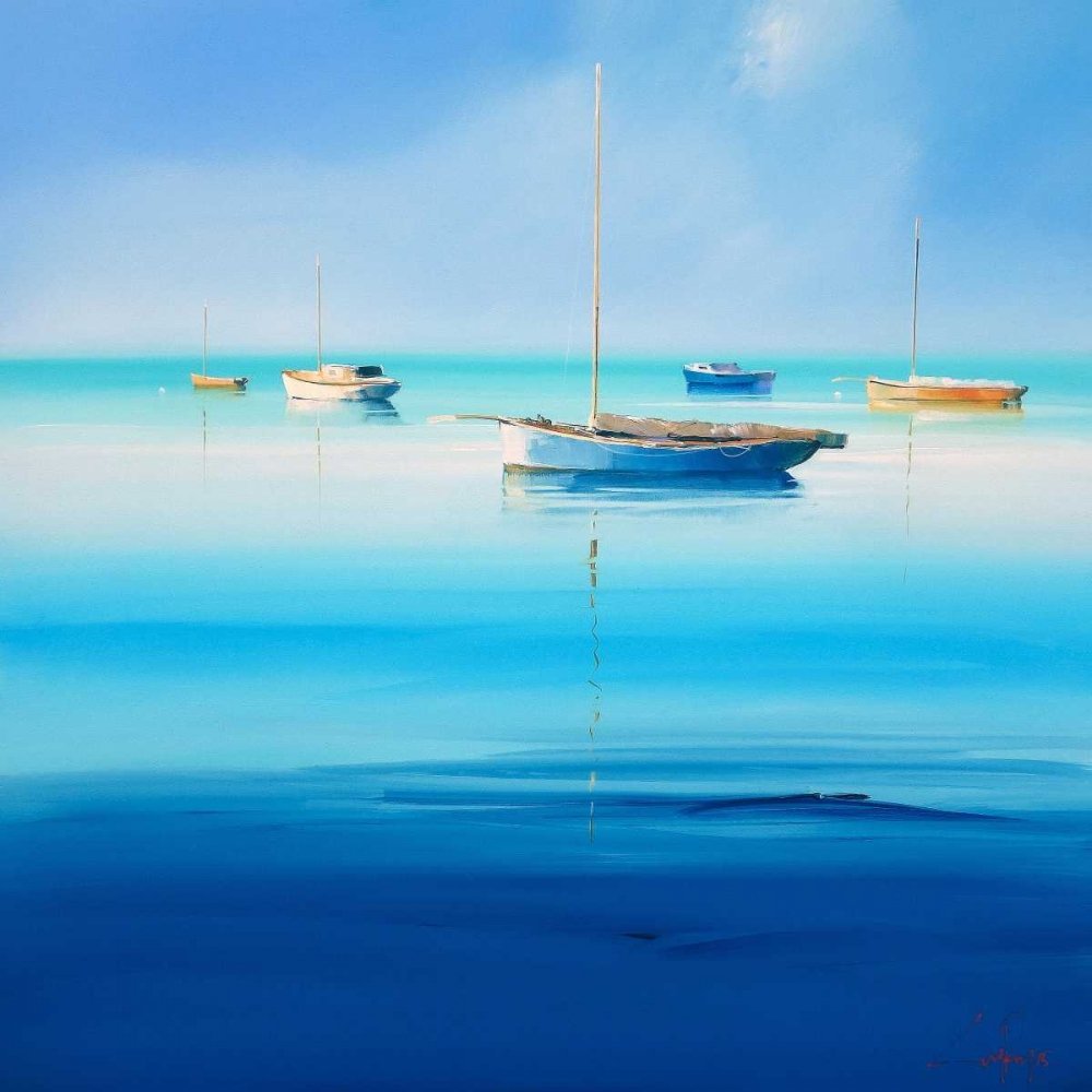 ArtExpert Blue Couta by Craig Trewin Penny - 16x16 Art Print Poster