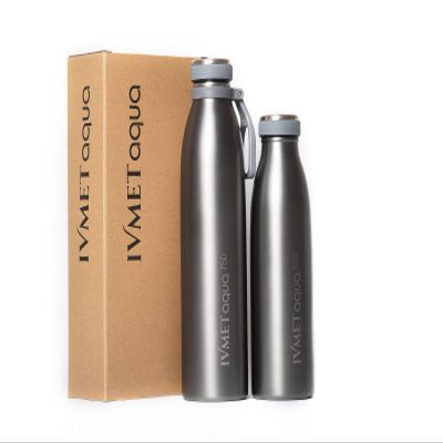 IVMET Aqua Stainless Steel Double Wall Vacuum Insulated Drinking Bottle Flask Hydro Metal reusable Canteen for Sport Fitness Outdoor (Cool Grey, 25.3 Oz/750 ml)