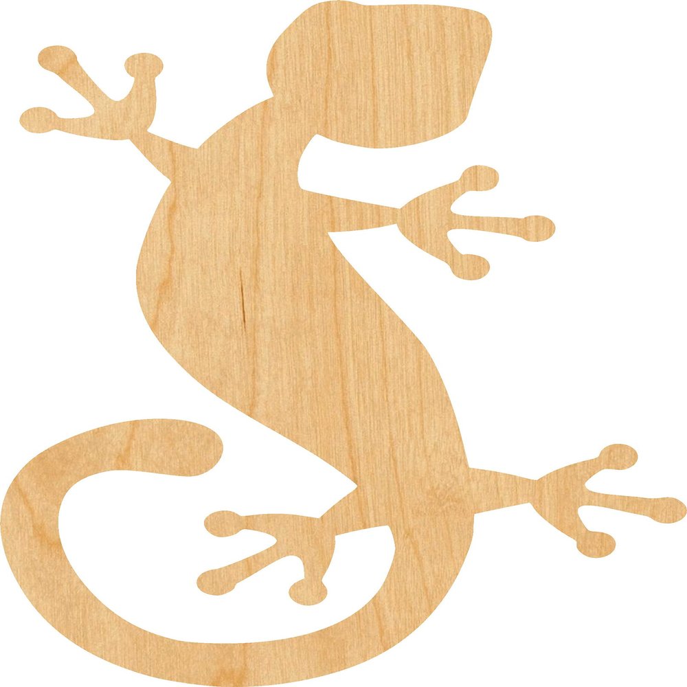 Gekko Laser Cut Out Wood Shape Craft Supply - 2"