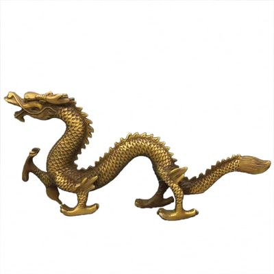 Brass Fengshui Zodiac Myth Dragon Beast Statue (6" H x 13" L x 5" W inch)