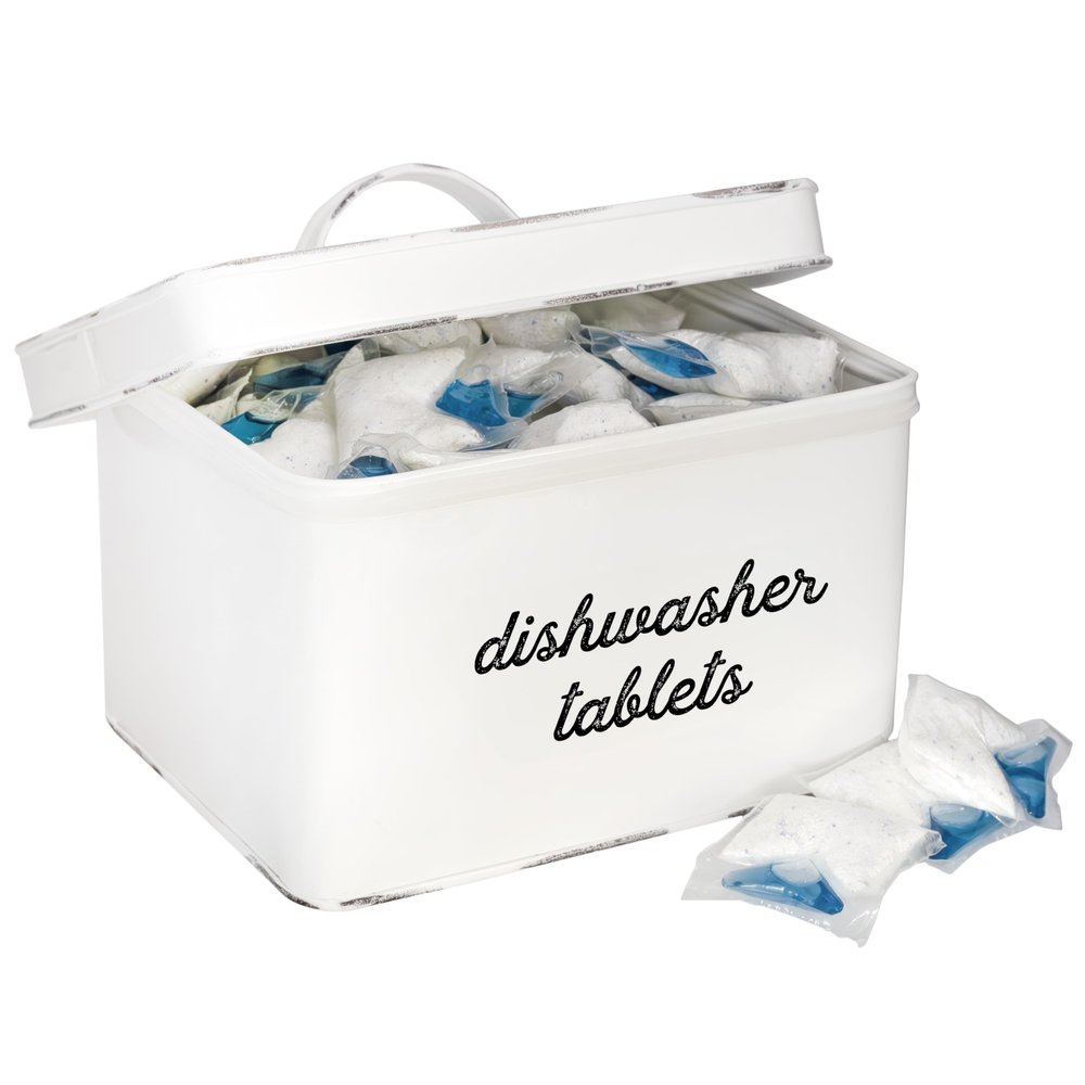 AuldHome Design Dishwasher Pod Holder, Tablet Container; White ...