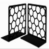 Black Geometric Honeycomb Metal Bookends - Book Ends for Shelves - Decorative Modern Heavy Duty Bookend Stopper - Book Ends for Heavy Books - Home Office Book Holder - 1 Pair, 6x3.25x6.25 in view 1