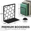 Black Geometric Honeycomb Metal Bookends - Book Ends for Shelves - Decorative Modern Heavy Duty Bookend Stopper - Book Ends for Heavy Books - Home Office Book Holder - 1 Pair, 6x3.25x6.25 in view 2