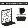 Black Geometric Honeycomb Metal Bookends - Book Ends for Shelves - Decorative Modern Heavy Duty Bookend Stopper - Book Ends for Heavy Books - Home Office Book Holder - 1 Pair, 6x3.25x6.25 in view 3