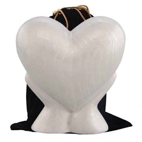 Aestheticurns Forever Heart Cremation Urn for Adults - Funeral Urn for Ashes - Metal With Velvet Bag (White)