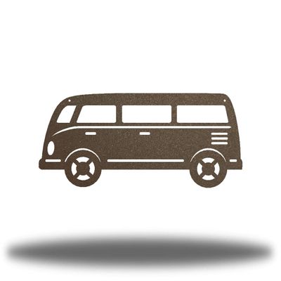 Riverside Designs Hippie Bus Coastal Beach Metal Wall Art | Made in USA | Multiple Colors and Sizes (Rust, 24")
