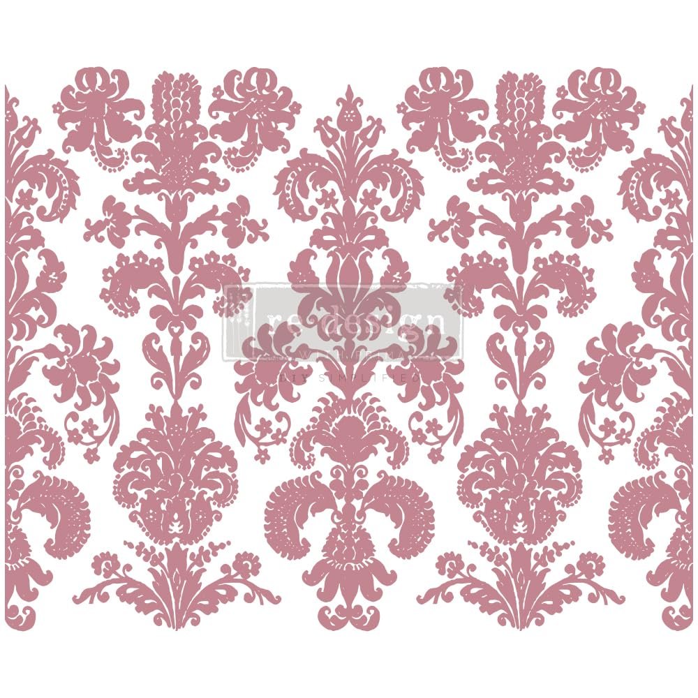 Redesign with Prima Decor Clear-Cling Stamps - Stamped Damask for Wall Paint Wall Art Furniture Decorative nightstand Bed Side Stand Large Vanity Table Set Makeup Vanity Dressing Table Computer Desk