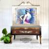 Redesign with Prima Decor Clear-Cling Stamps - Stamped Damask for Wall Paint Wall Art Furniture Decorative nightstand Bed Side Stand Large Vanity Table Set Makeup Vanity Dressing Table Computer Desk view 3