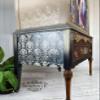Redesign with Prima Decor Clear-Cling Stamps - Stamped Damask for Wall Paint Wall Art Furniture Decorative nightstand Bed Side Stand Large Vanity Table Set Makeup Vanity Dressing Table Computer Desk view 4