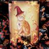 Happy Halloween Kitty Deco Mesh Handmade Wreath. Available in 24 inch and 28 inch diameters view 2