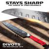 Dalstrong Santoku Knife - 7 inch - Shogun Series - Damascus - Japanese AUS-10V Super Steel Kitchen Knife - Vacuum Treated - Crimson Red ABS Handle - Razor Sharp Vegetable Knife - w/Sheath view 2