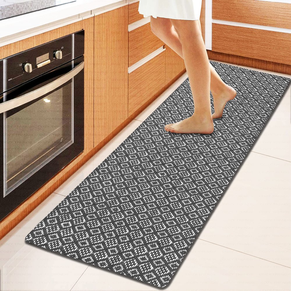 Anti-Fatigue Kitchen Mat Runner Cushioned Kitchen Rug, Waterproof Non-Slip Kitchen Mats and Rugs Heavy Duty Comfort Foam Rug for Kitchen, Floor Home, Office, Sink, Laundry (Grey)