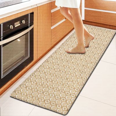 Anti-Fatigue Kitchen Mat Runner Cushioned Kitchen Rug, Waterproof Non-Slip Kitchen Mats and Rugs Heavy Duty Comfort Foam Rug for Kitchen, Floor Home, Office, Sink, Laundry (Beige)