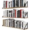 Wallniture Bora 36 Inch Large Floating Shelves for Wall Storage, Floating Bookshelf Set of 3, Burned Wood Wall Shelves for Books view 1