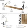 Wallniture Bora 36 Inch Large Floating Shelves for Wall Storage, Floating Bookshelf Set of 3, Burned Wood Wall Shelves for Books view 3
