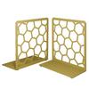 Gold Geometric Honeycomb Metal Bookends - Book Ends for Shelves - Decorative Modern Heavy Duty Bookend Stopper - Book Ends for Heavy Books - Home Office Book Holder - 1 Pair, 6x3.25x6.25 in view 1