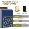 Gold Geometric Honeycomb Metal Bookends - Book Ends for Shelves - Decorative Modern Heavy Duty Bookend Stopper - Book Ends for Heavy Books - Home Office Book Holder - 1 Pair, 6x3.25x6.25 in view 4