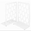 White Geometric Honeycomb Metal Bookends - Book Ends for Shelves - Decorative Modern Heavy Duty Bookend Stopper - Book Ends for Heavy Books - Home Office Book Holder - 1 Pair, 6x3.25x6.25 in view 1