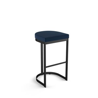 Amisco Lester 30 in. Bar Stool - Blue Polyurethane/Black Metal
