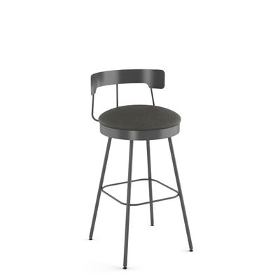 Amisco Monza 30 in. Swivel Bar Stool - Dark Grey Polyurethane/Dark Grey Metal