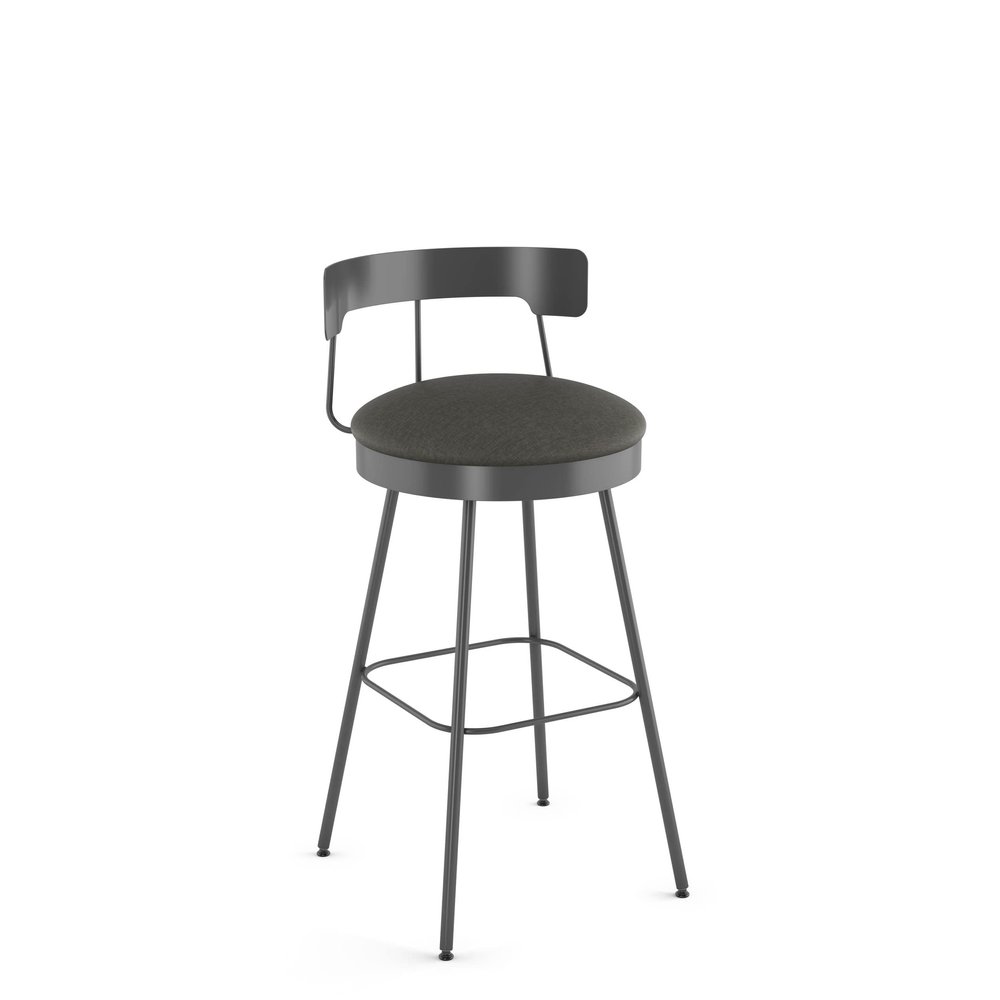 Amisco Monza 30 in. Swivel Bar Stool - Dark Grey Polyurethane/Dark Grey Metal