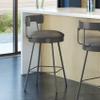 Amisco Monza 30 in. Swivel Bar Stool - Dark Grey Polyurethane/Dark Grey Metal view 2