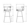 Amisco Monza 30 in. Swivel Bar Stool - Dark Grey Polyurethane/Dark Grey Metal view 3